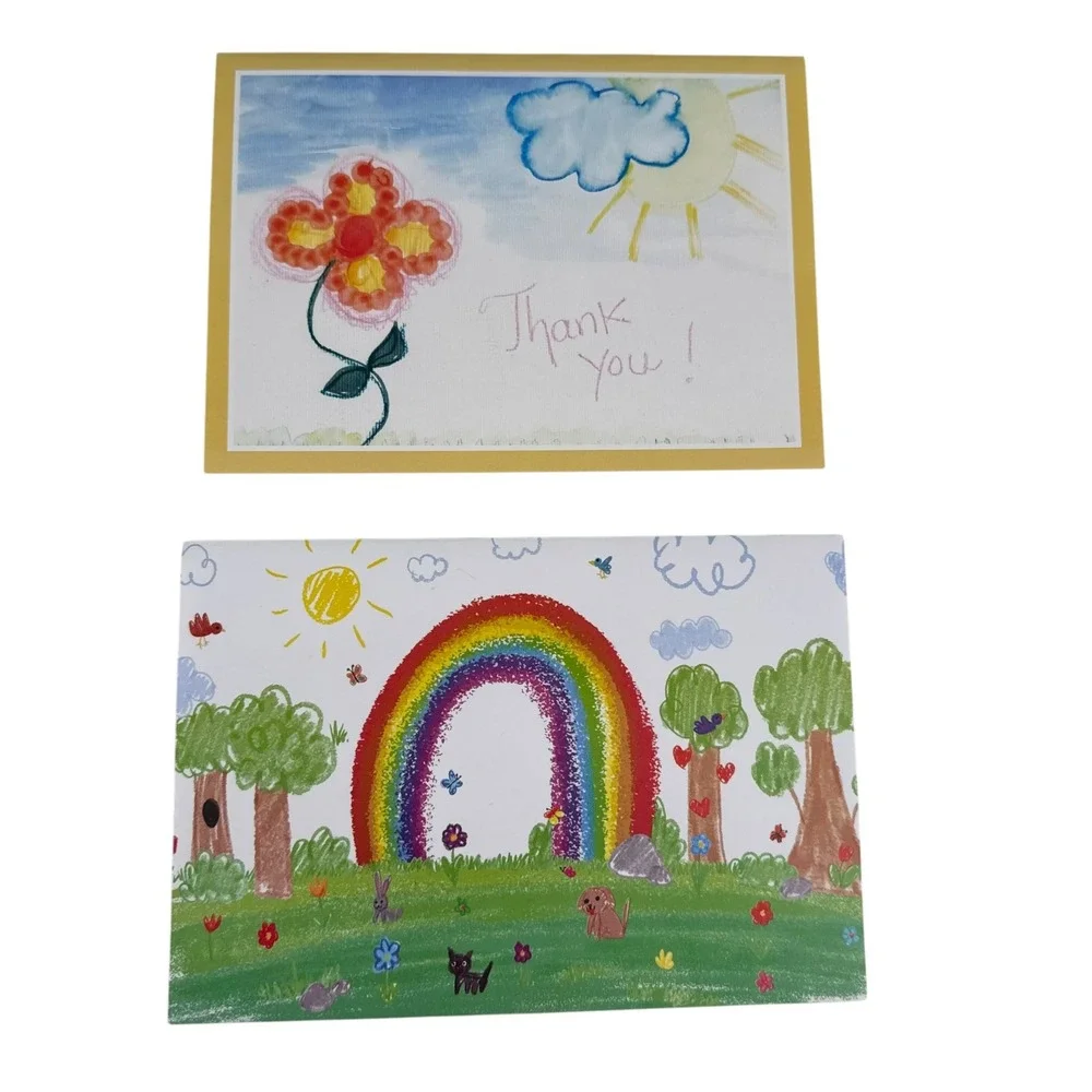 Boston Childrens Hospital Patient Art Greeting Cards Rainbow Flower Thank You‎